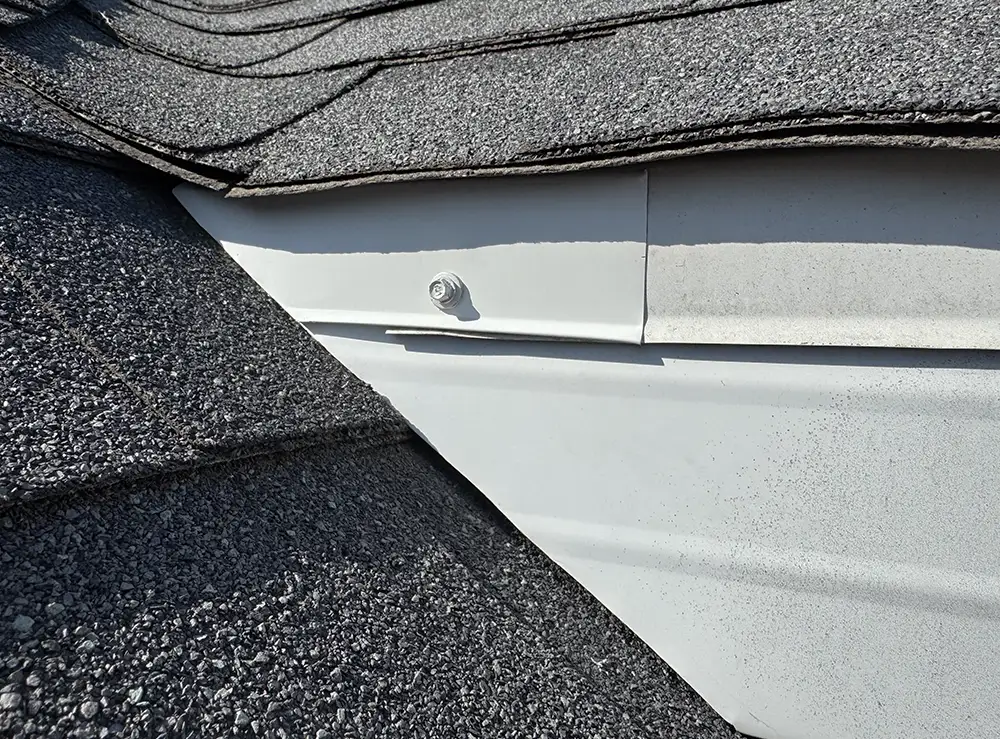 Roofline gap after being sealed, preventing bats from entering.